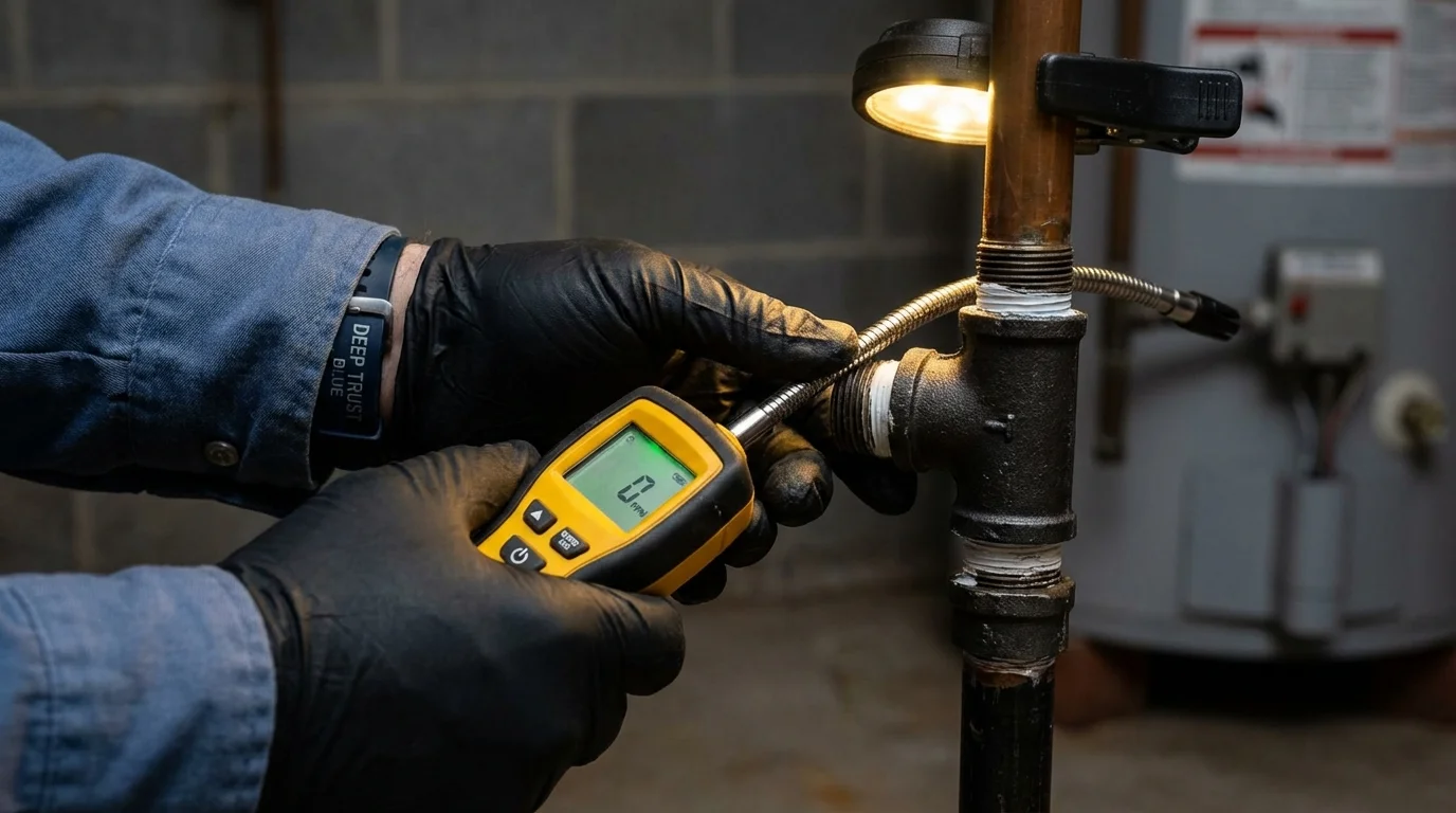 Gas leak detection with electronic sniffer by Johns Plumbing LLC in Shingle Springs