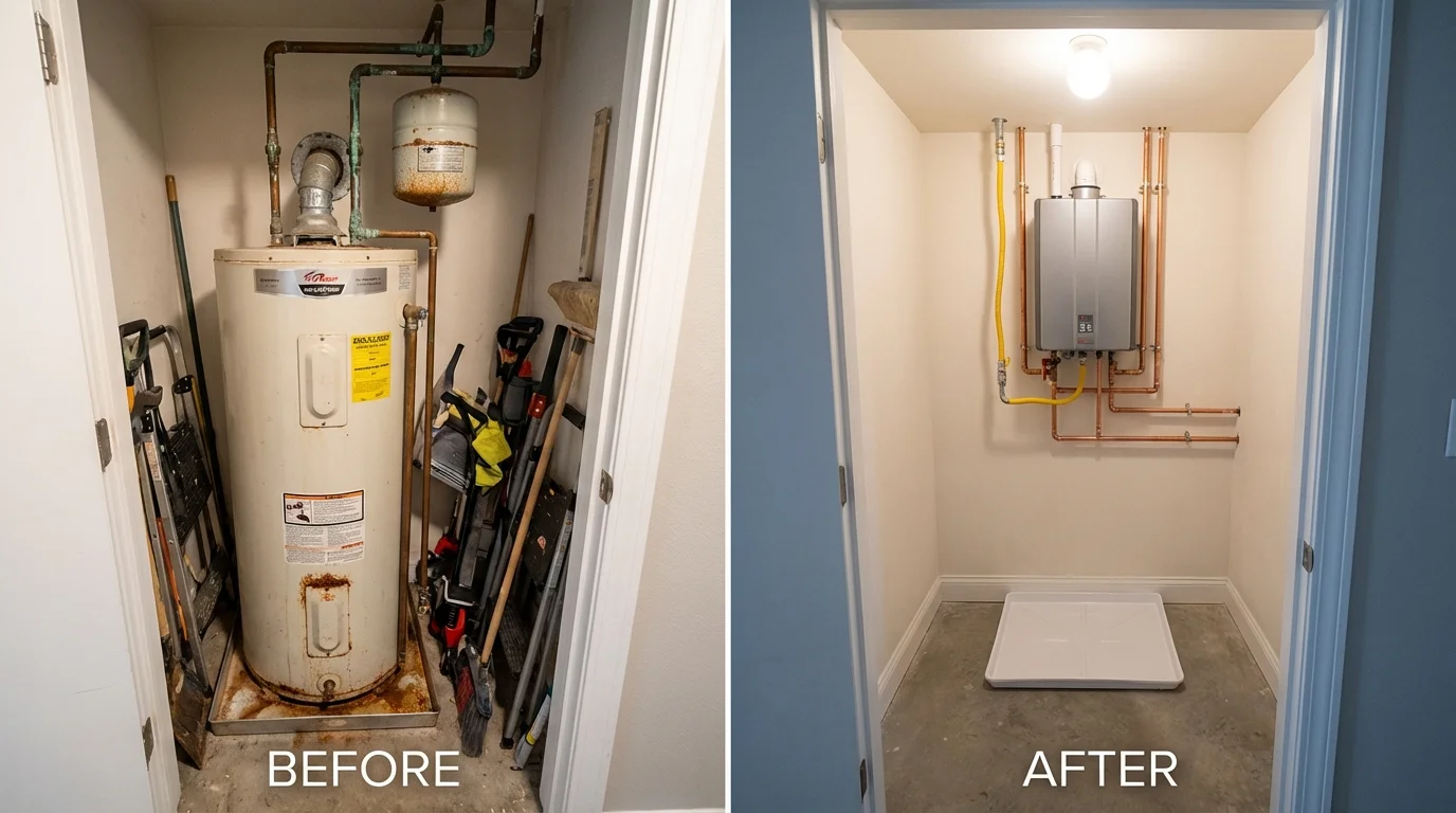 Tank water heater versus wall-mounted tankless unit comparison for Shingle Springs, CA homeowners