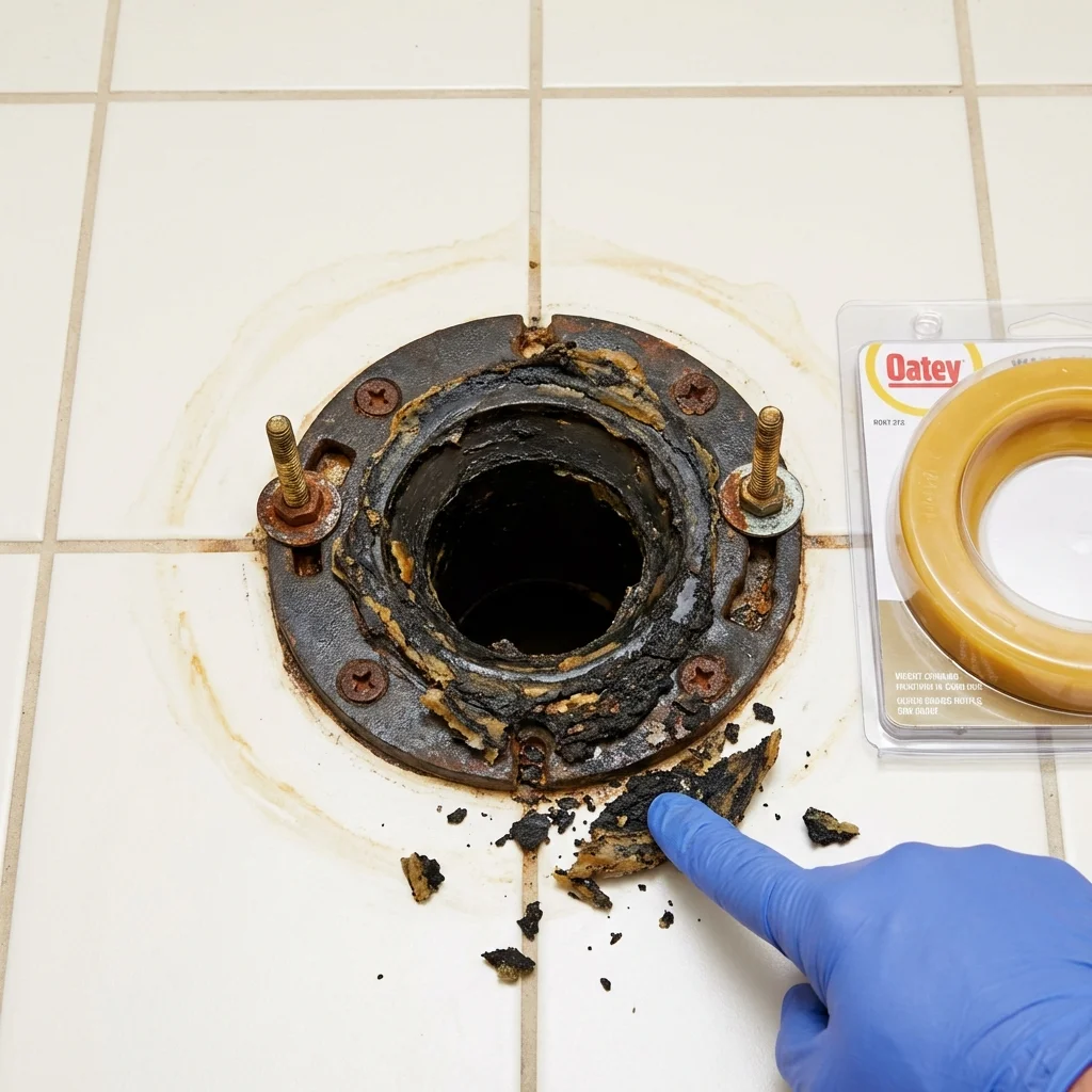 Failed wax ring showing water seepage at the base of a toilet in a Shingle Springs, CA home